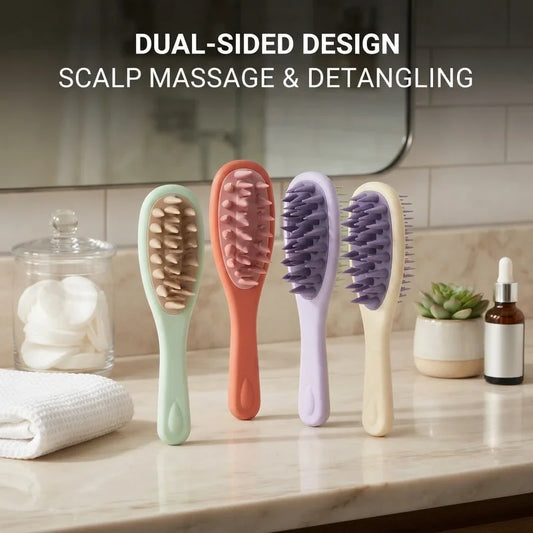 CurlMora Scalp Brush — Soft Bristle Anti-Slip Design for Effortless Dandruff-Free Washes